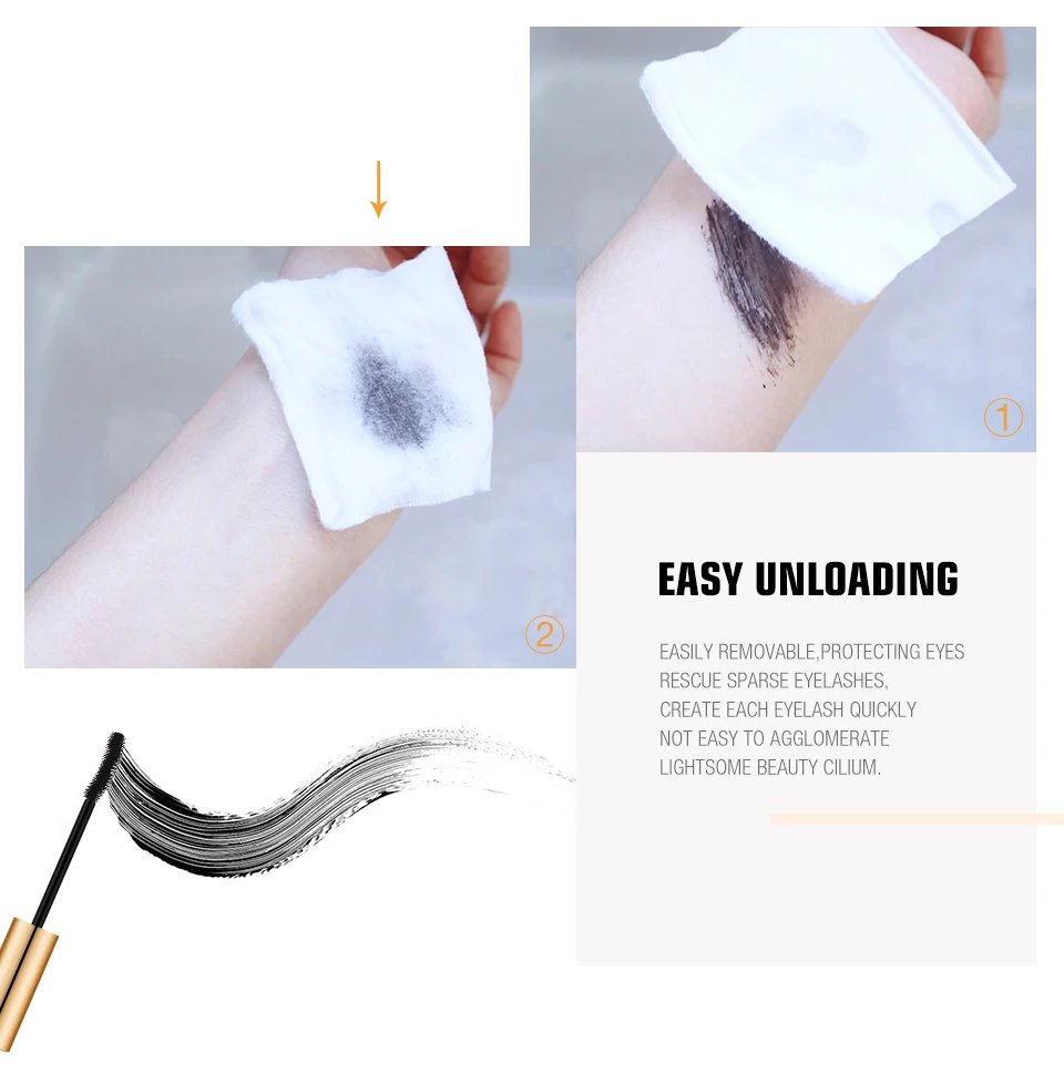 Rocklon O.TWO.O 3D Mascara Lengthening Black Lash Eyelash Extension Eye Lashes Brush Beauty Makeup Long-wearing Gold Color Mascara
