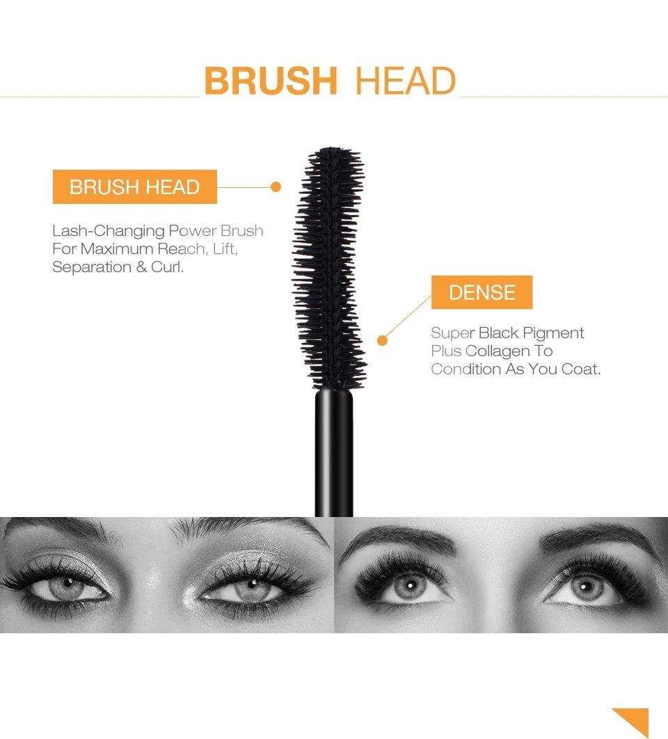 Rocklon O.TWO.O 3D Mascara Lengthening Black Lash Eyelash Extension Eye Lashes Brush Beauty Makeup Long-wearing Gold Color Mascara