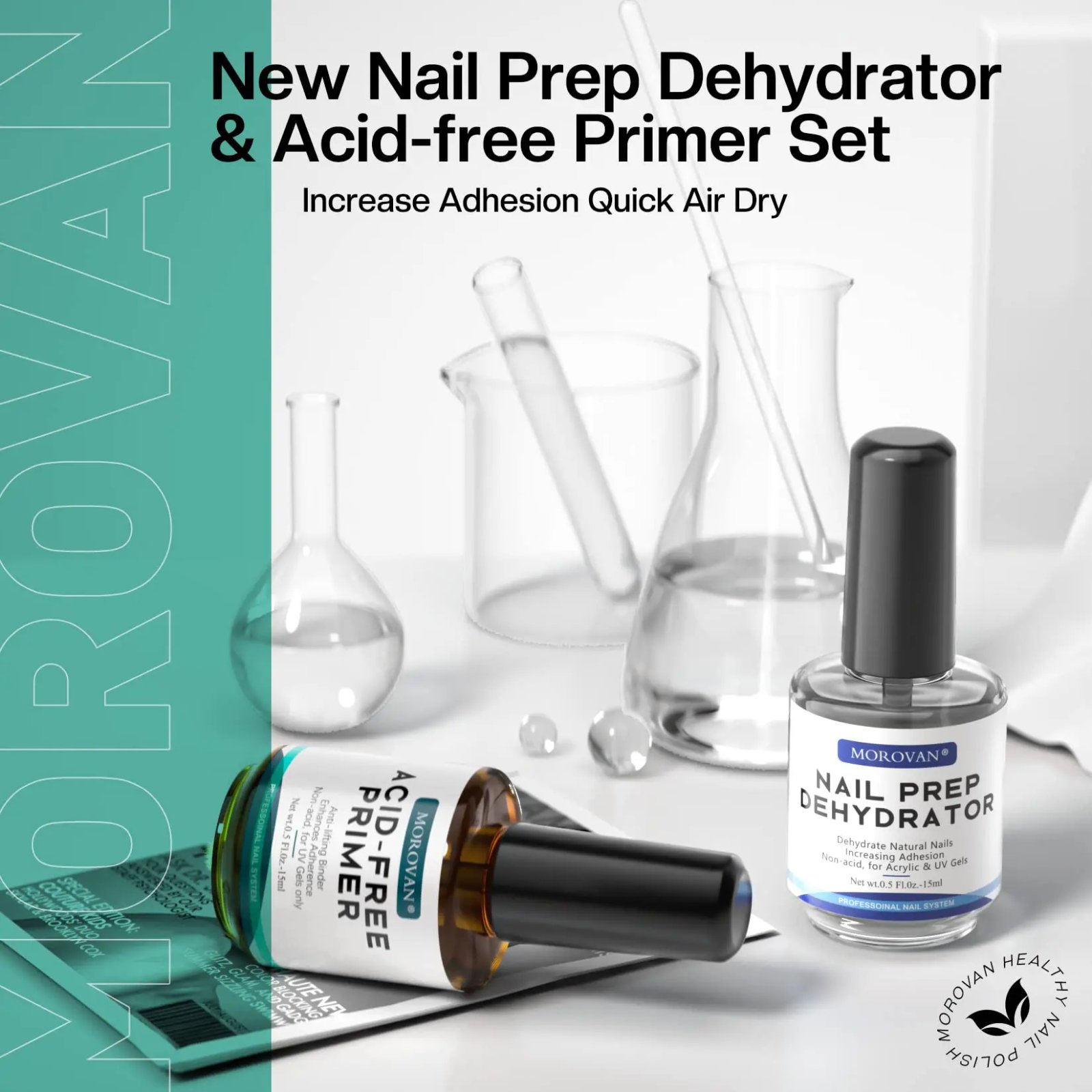 Rocklon Morovan Natural Nail Dehydrator and Acid-Free Primer Nail Dehydrator for Acrylic and Gel Nail Polish Nail Primer for U V Gel