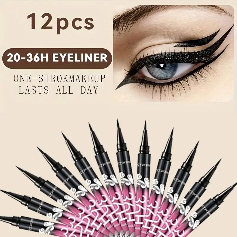 Rocklon12 PCS Hot Make Up Ultimate Black Liquid Eyeliner Long-lasting Waterproof Eye Liner Pencil Pen Nice Makeup Cosmetic Beauty Tools
