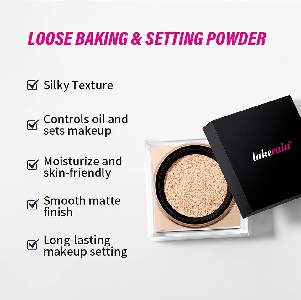 Rocklon Loose Baking&Setting Powder Long Lasting Oil Control Natural Face Matte Waterproof Brighten Loose Powder Makeup Cosmetics