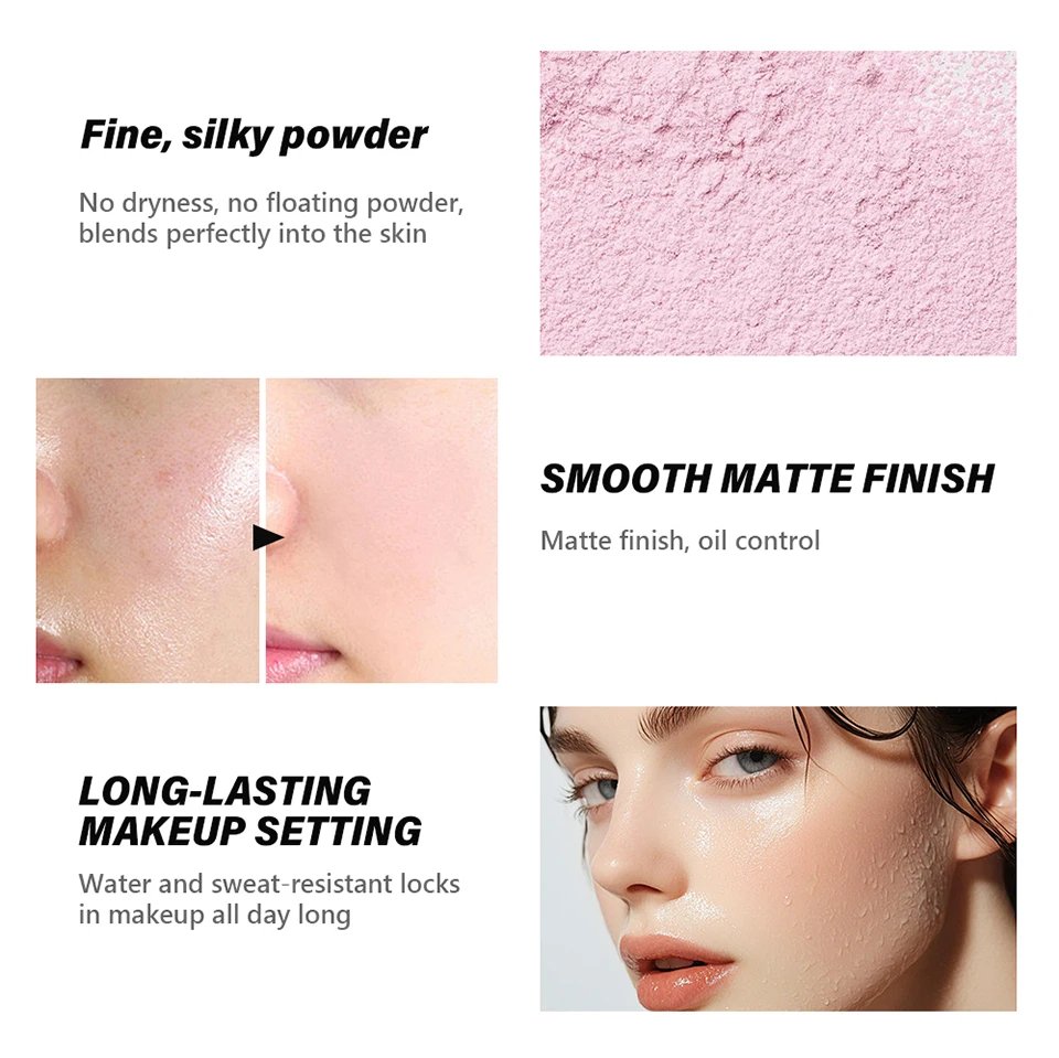 Rocklon Loose Baking&Setting Powder Long Lasting Oil Control Natural Face Matte Waterproof Brighten Loose Powder Makeup Cosmetics