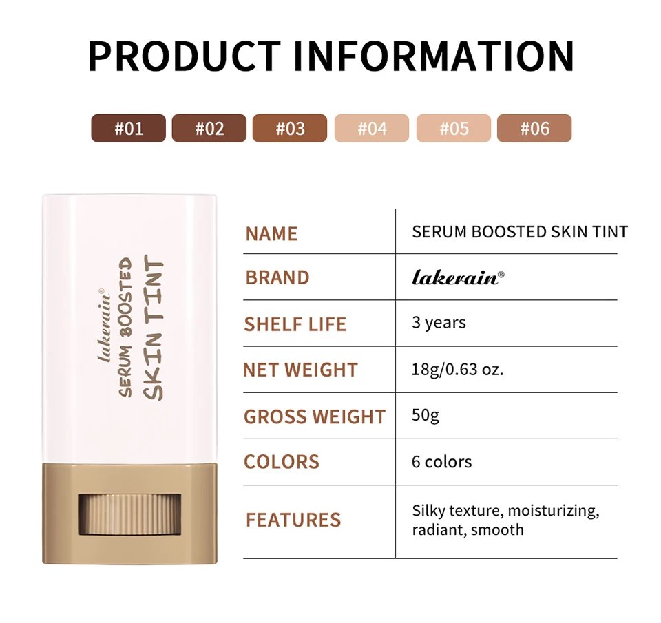 Rocklon Skin Tint Stick Waterproof Nourishing Solid Tinted Serum Foundation Skin Tint Balm Face Tinted Face Contour Stick Makeup