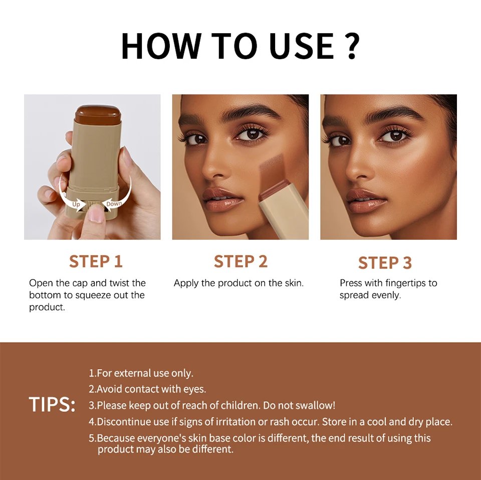 Rocklon Skin Tint Stick Waterproof Nourishing Solid Tinted Serum Foundation Skin Tint Balm Face Tinted Face Contour Stick Makeup