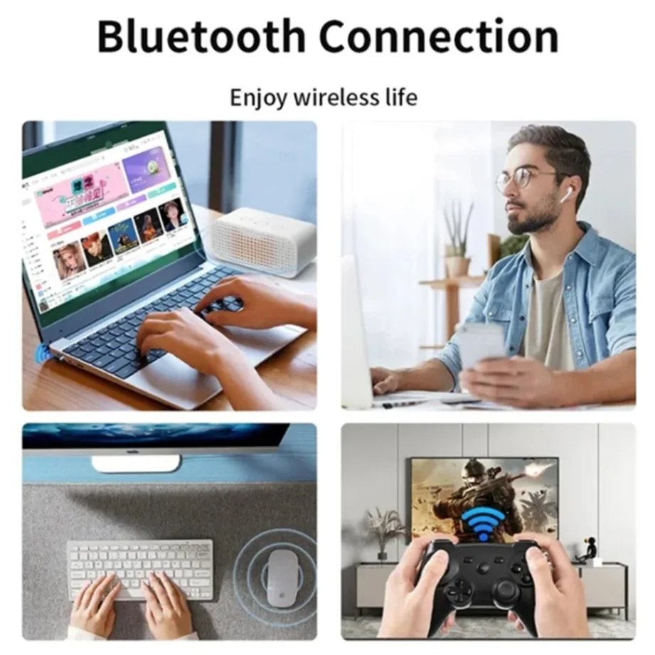 Rocklon USB Bluetooth 5.3 Adapter for PC Laptop Computer Wireless Dongle Bluetooth Adapter Support Mouse Keyboard Windows 7/8.1/10/11