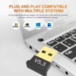 Rocklon USB Bluetooth 5.3 Adapter for PC Laptop Computer Wireless Dongle Bluetooth Adapter Support Mouse Keyboard Windows 7/8.1/10/11 - Image 4