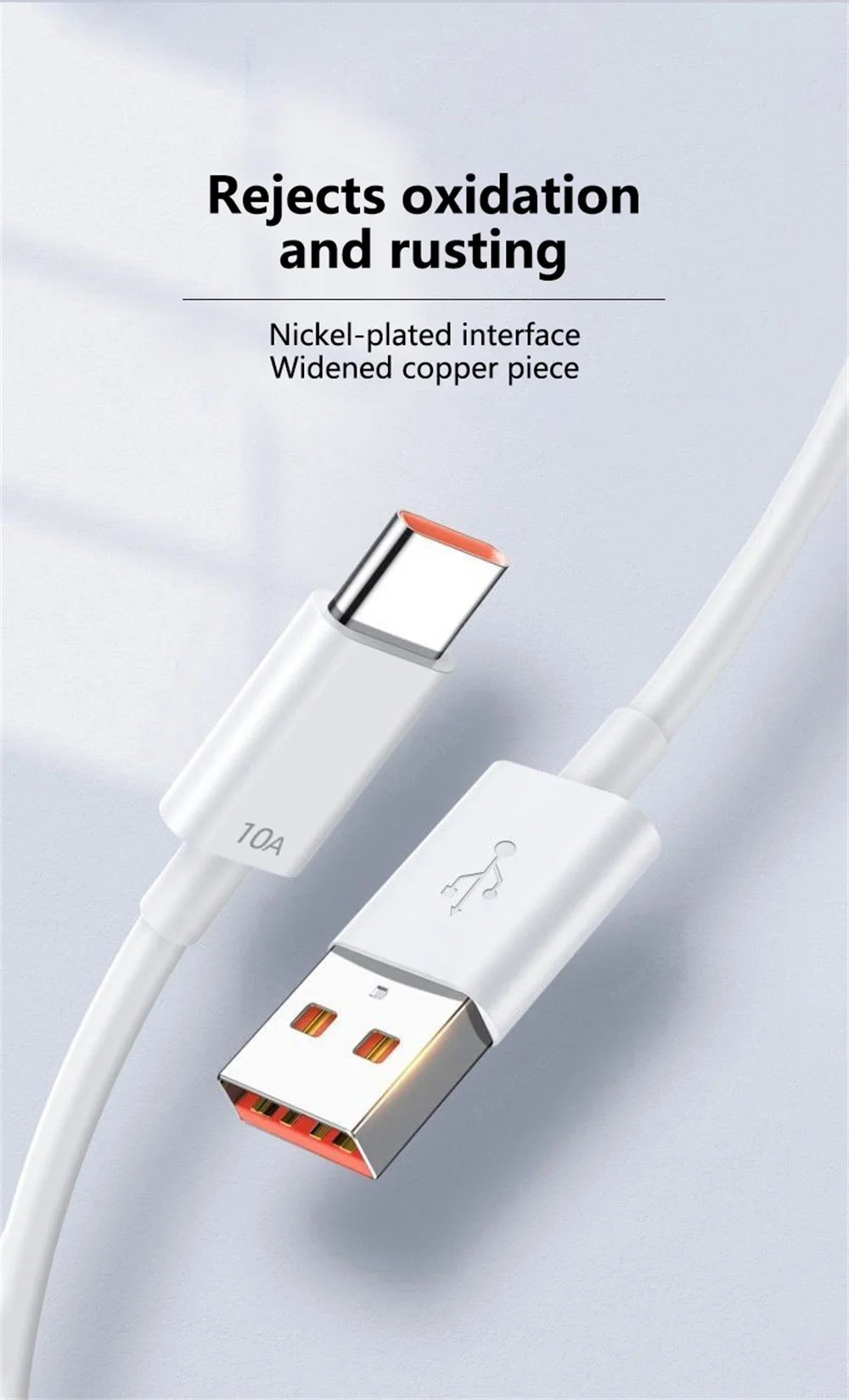 Rocklon 10A 120W Type C Fast Charging Cable Phone Charger USB C Data Cord For Huawei Mate 40 50 Honor Xiaomi Samsung Quick Charge Cable