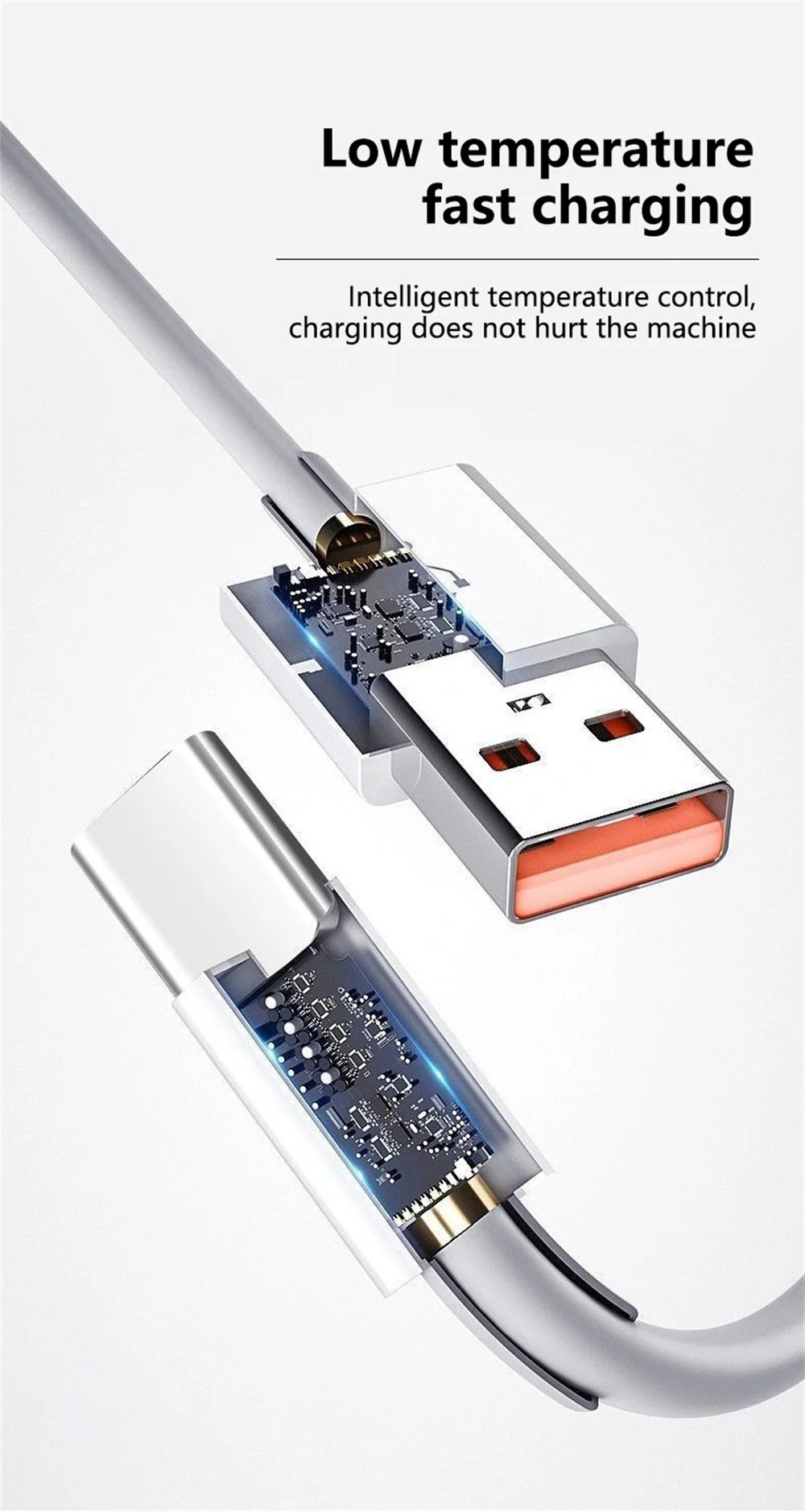 Rocklon 10A 120W Type C Fast Charging Cable Phone Charger USB C Data Cord For Huawei Mate 40 50 Honor Xiaomi Samsung Quick Charge Cable