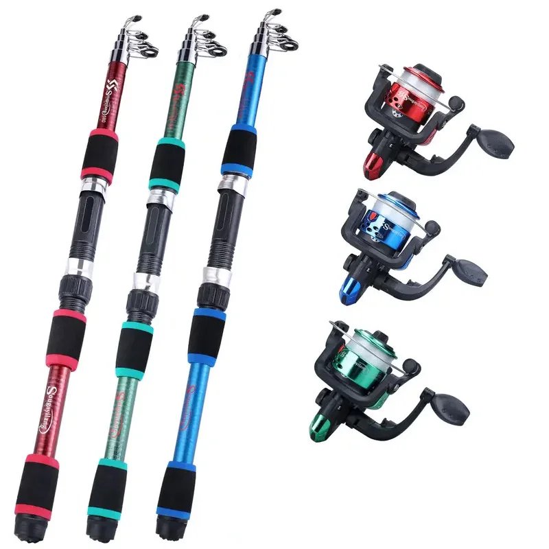 Rocklon Fishing Pole Set Full Kits With Telescopic Fishing Rod And Spinning Reel Baits Hooks Travel Pole Set