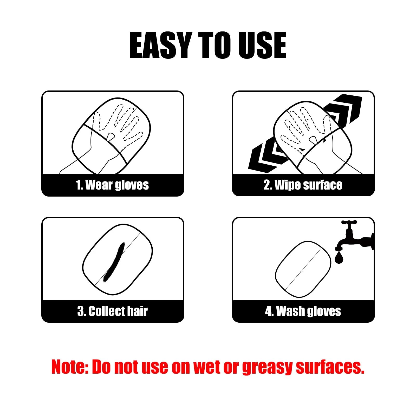 Rocklon Pet Hair Removal Tool Reusable Static Removal Gloves, Double-Sided Grooming Gloves for Pets, Removes Pet Fur Hair for Carpets