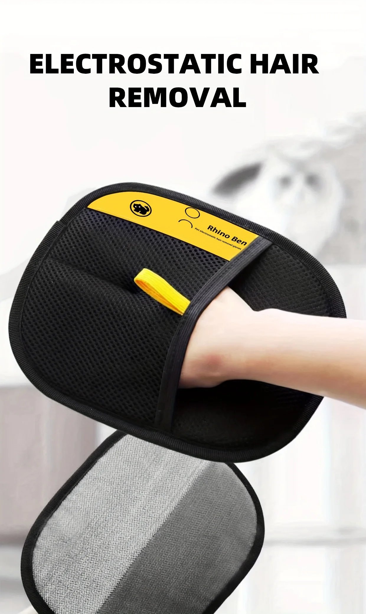 Rocklon 2-Piece Pet Hair Removal Gloves – Double-Sided Cat Brushes, Anti-Shedding Grooming Gloves, Hair Control Care Tools