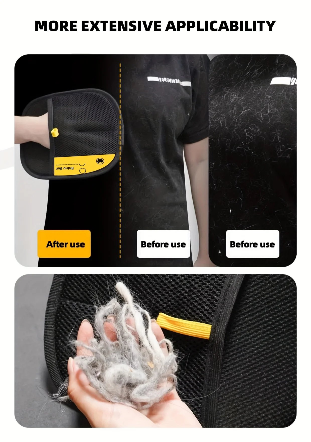 Rocklon 2-Piece Pet Hair Removal Gloves – Double-Sided Cat Brushes, Anti-Shedding Grooming Gloves, Hair Control Care Tools