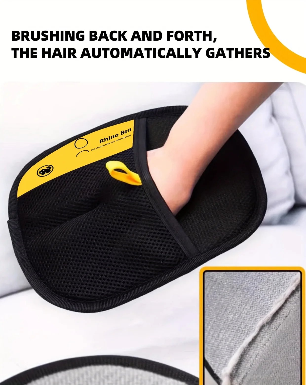 Rocklon 2-Piece Pet Hair Removal Gloves – Double-Sided Cat Brushes, Anti-Shedding Grooming Gloves, Hair Control Care Tools