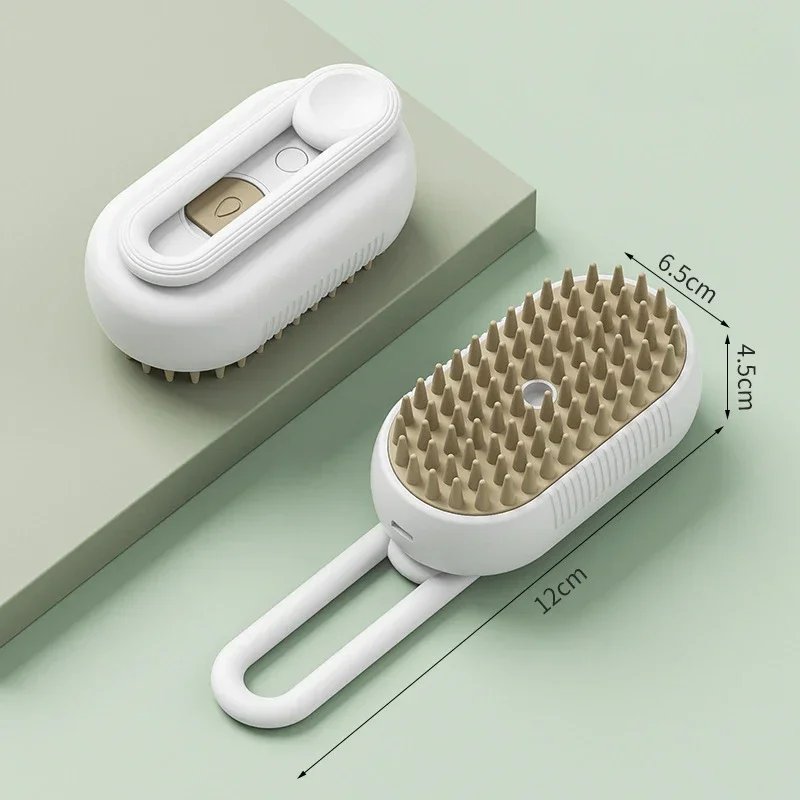 Rocklon Cat Dog Pet Spray Massage Brush 3 in 1 One Button Steam Spray Folding Rotatable Floating Hair Bath Hair Removal Brush Comb