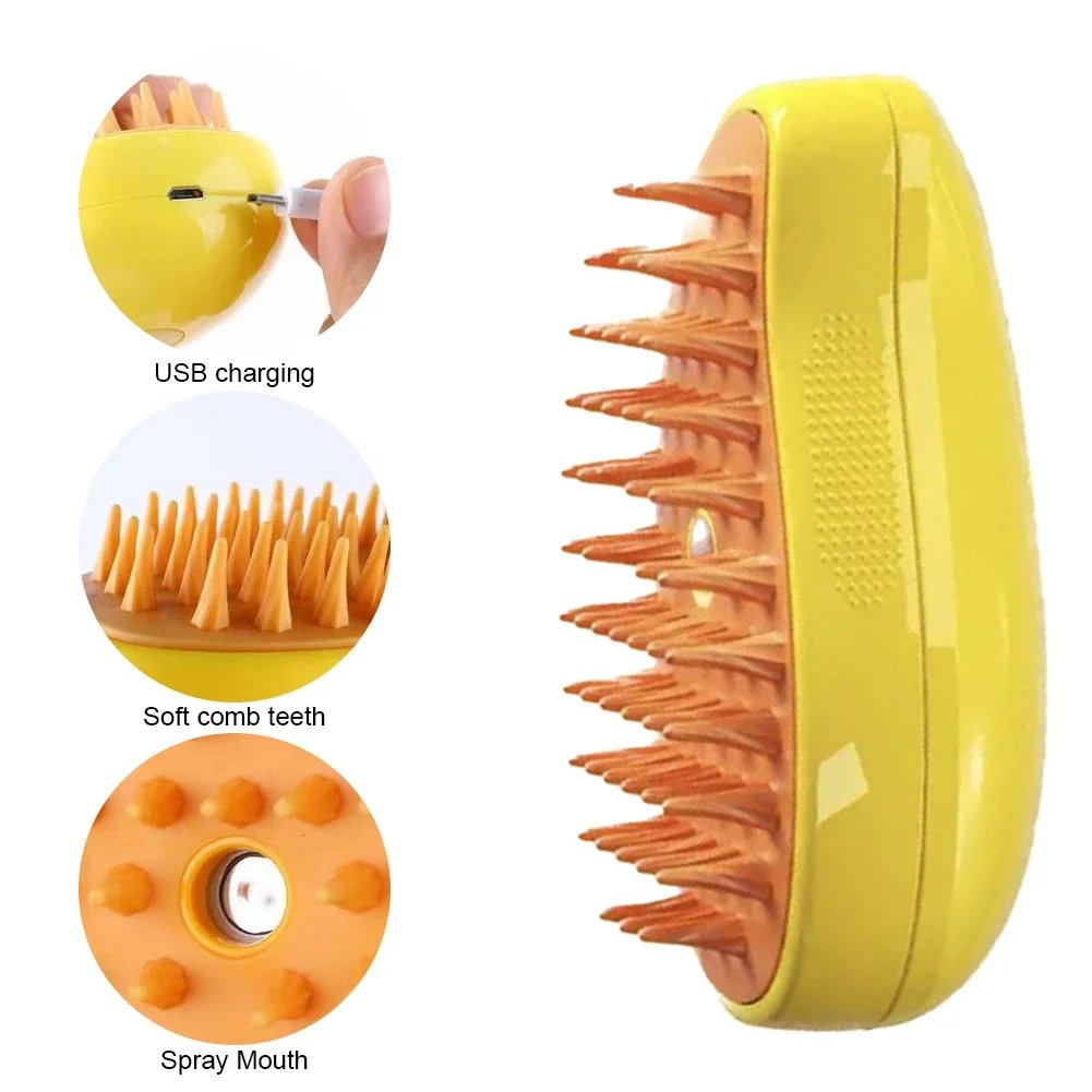 Rocklon Cat Dog Pet Spray Massage Brush 3 in 1 One Button Steam Spray Folding Rotatable Floating Hair Bath Hair Removal Brush Comb