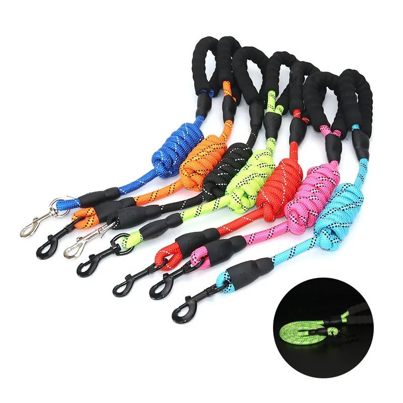 Rocklon Reflective Dog Leash With Comfortable Padded Handle - Double Heavy Duty Traction Rope For Strong Dogs - Enhance Safety And Contr