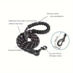 Rocklon Reflective Dog Leash With Comfortable Padded Handle - Double Heavy Duty Traction Rope For Strong Dogs - Enhance Safety And Contr - Image 2