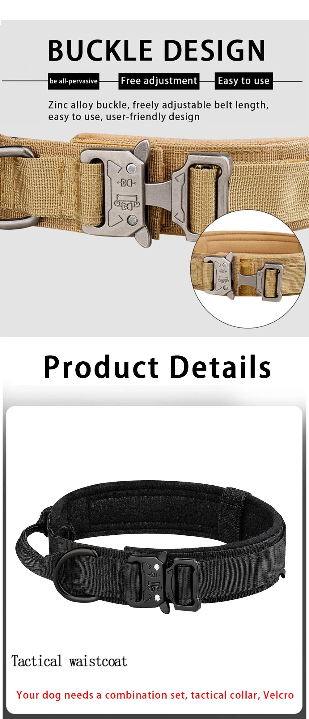 Rocklon Pet Products Outdoor Tactical Dog Collar Metal Buckle Breathability Nylon Collar Medium and Large Dog Training Neck Collar Dog