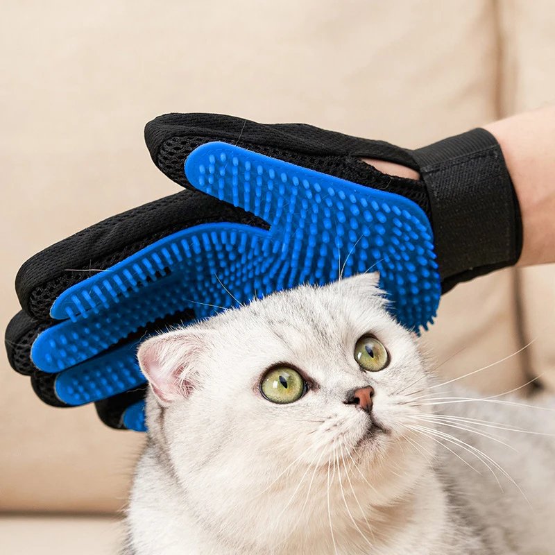 Rocklon 1pcs 180-Nail Pet Cleaning, Grooming And Hair-Removing Gloves, Cat Petting And Hair-Removing Gloves, Cat Massage Comb