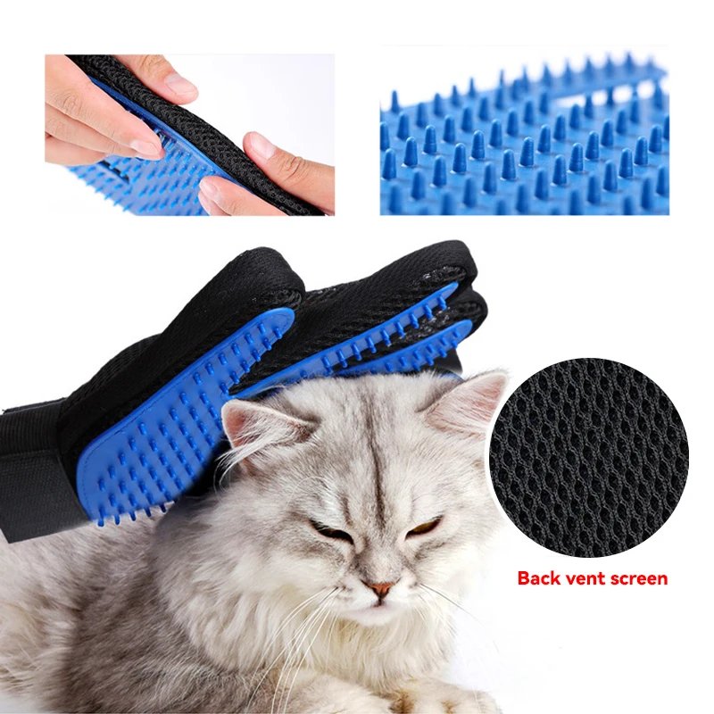 Rocklon 1pcs 180-Nail Pet Cleaning, Grooming And Hair-Removing Gloves, Cat Petting And Hair-Removing Gloves, Cat Massage Comb