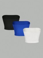 Rocklon 3 Women's strapless vest sleeveless crop top lady's flat mouthed navel wrapped chest top ﻿party outfit strapless vest clothing - Image 2