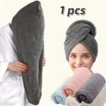 Hair Towel Wrap for Women absorbent quick dry hair towel with button closure for wet hair drying and everyday hair care