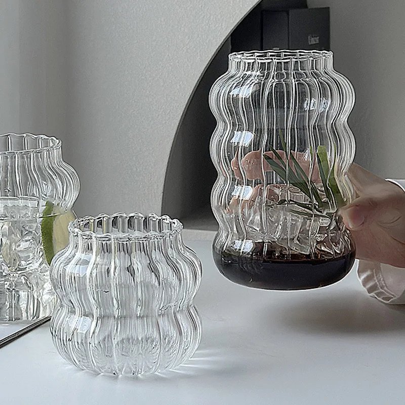 Rocklon Glass Cups Drinkware and Barware Cold Coffee Cups Latte Coffee Glass Iced Water Bottle Aesthetic Cup Wine Cocktail Glass Cups