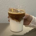 Rocklon Glass Cups Drinkware and Barware Cold Coffee Cups Latte Coffee Glass Iced Water Bottle Aesthetic Cup Wine Cocktail Glass Cups - Image 6