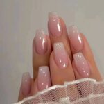 Rocklon 24pcs Gradient Fake Nails French Ballerina Nail Waterproof Faux Medium Coffin false nails Fingernails Press on Nails Tips - Image 2