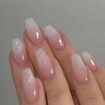 Rocklon 24pcs Gradient Fake Nails French Ballerina Nail Waterproof Faux Medium Coffin false nails Fingernails Press on Nails Tips