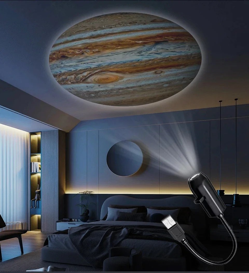 USB Projector Light Halloween Moon Lamp Christmas Holiday Night Light Rotatable Scenes Projector for Wall Ceiling Decor Lighting