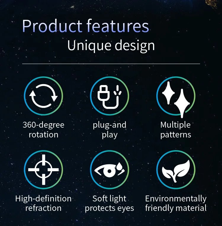 USB Projector Light Halloween Moon Lamp Christmas Holiday Night Light Rotatable Scenes Projector for Wall Ceiling Decor Lighting