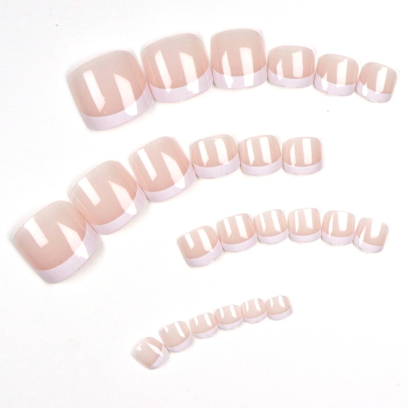 120pcs Short Square False Toe Nail Tips Pink French Soft Gel Press On Toenails White Edge Fake Toe nails Full Cover Toe Nail Tip