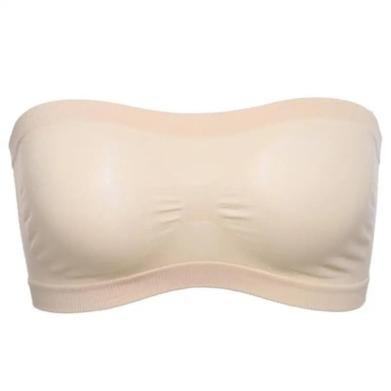 Lady's Sexy Strapless Crop Top Bra Bandeau Boob Tube Brassiere Summer Breathable Mesh Invisible Strapless without Chest Pad Wrap