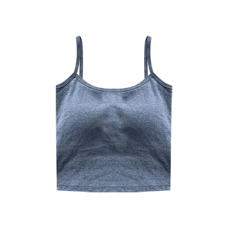 1PC  Women's Solid Color Spaghetti Straps Sleeveless Slim Camisole With Chest Pad