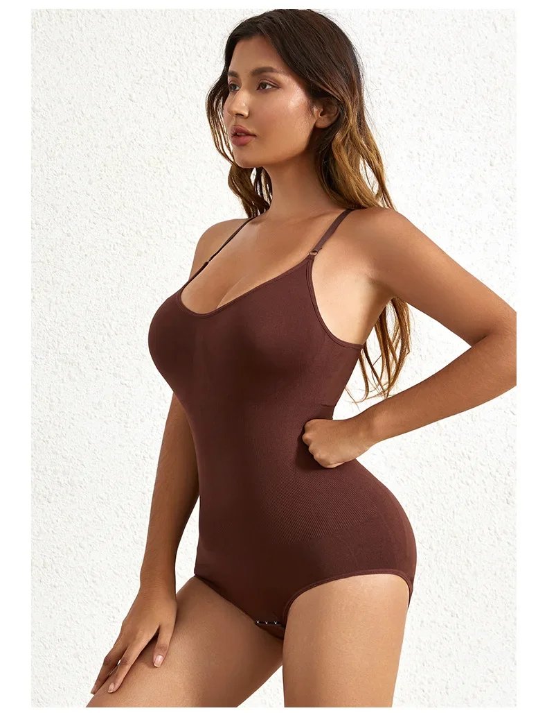 1 Piece Solid Seamless Brief Shaping Shapewear Bodysuit, Tummy Control Butt Lifting Slimmer Body Shaper, Women's Underwear
