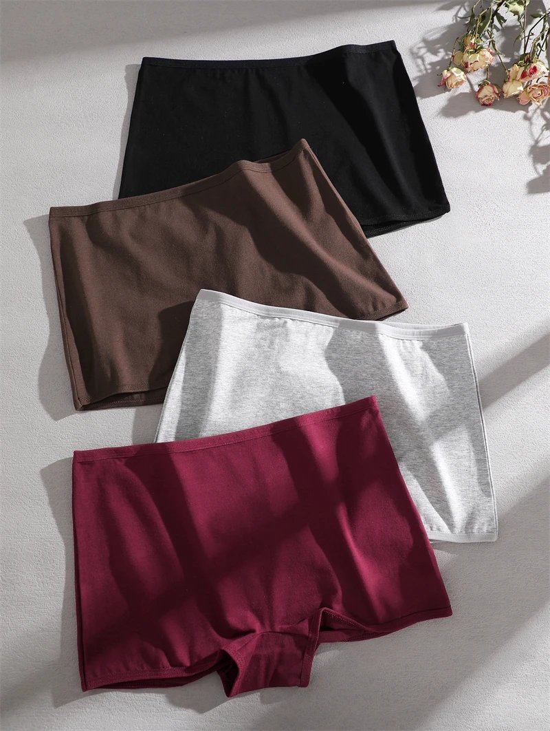 3PCS Women's Cotton Boyshort Panties Breathable Low Waist Solid Colors Underwear Female Casual Sports Boxers Underpants 3PCS Women's Cotton Boyshort Panties Breathable Low Waist Solid Colors Underwear Female Casual Sports Boxers Underpants
