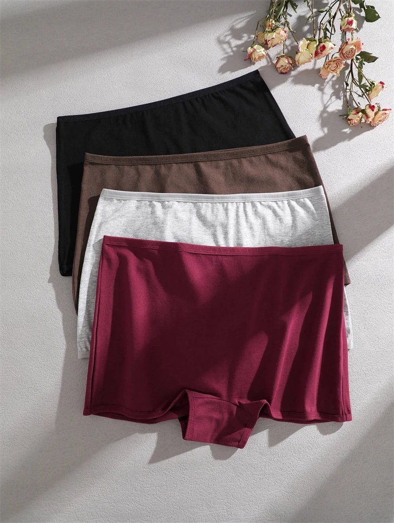 3PCS Women's Cotton Boyshort Panties Breathable Low Waist Solid Colors Underwear Female Casual Sports Boxers Underpants 3PCS Women's Cotton Boyshort Panties Breathable Low Waist Solid Colors Underwear Female Casual Sports Boxers Underpants