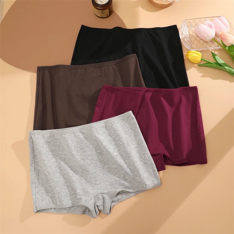 3PCS Women's Cotton Boyshort Panties Breathable Low Waist Solid Colors Underwear Female Casual Sports Boxers Underpants 3PCS Women's Cotton Boyshort Panties Breathable Low Waist Solid Colors Underwear Female Casual Sports Boxers Underpants