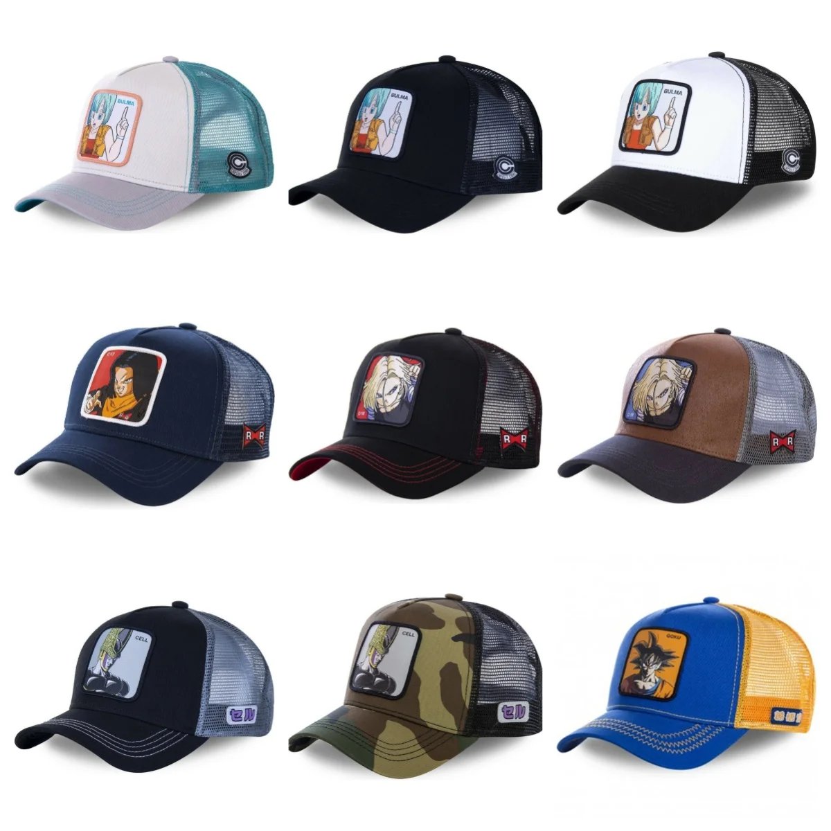 Dragon Ball Buu Goku Cap Summer Travel Peaked Cap Men's Embroidery Hip-Hop Cap Style Sun Visor Adjustable Trucker Mesh Cap