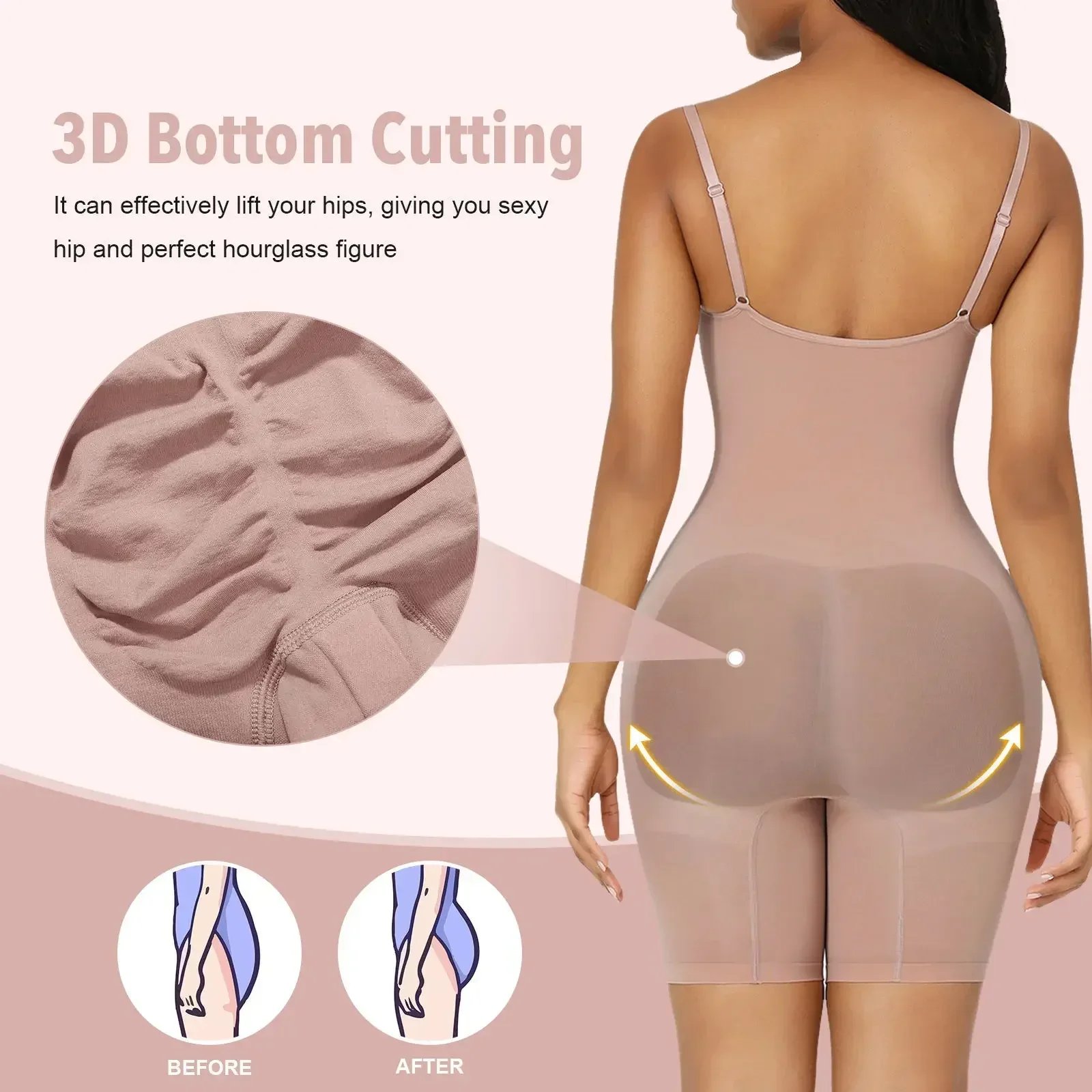 One Piece Shapewear Bodysuit Tummy Control Waist Cincher Slimming Seamless Lifting Underwear for Women