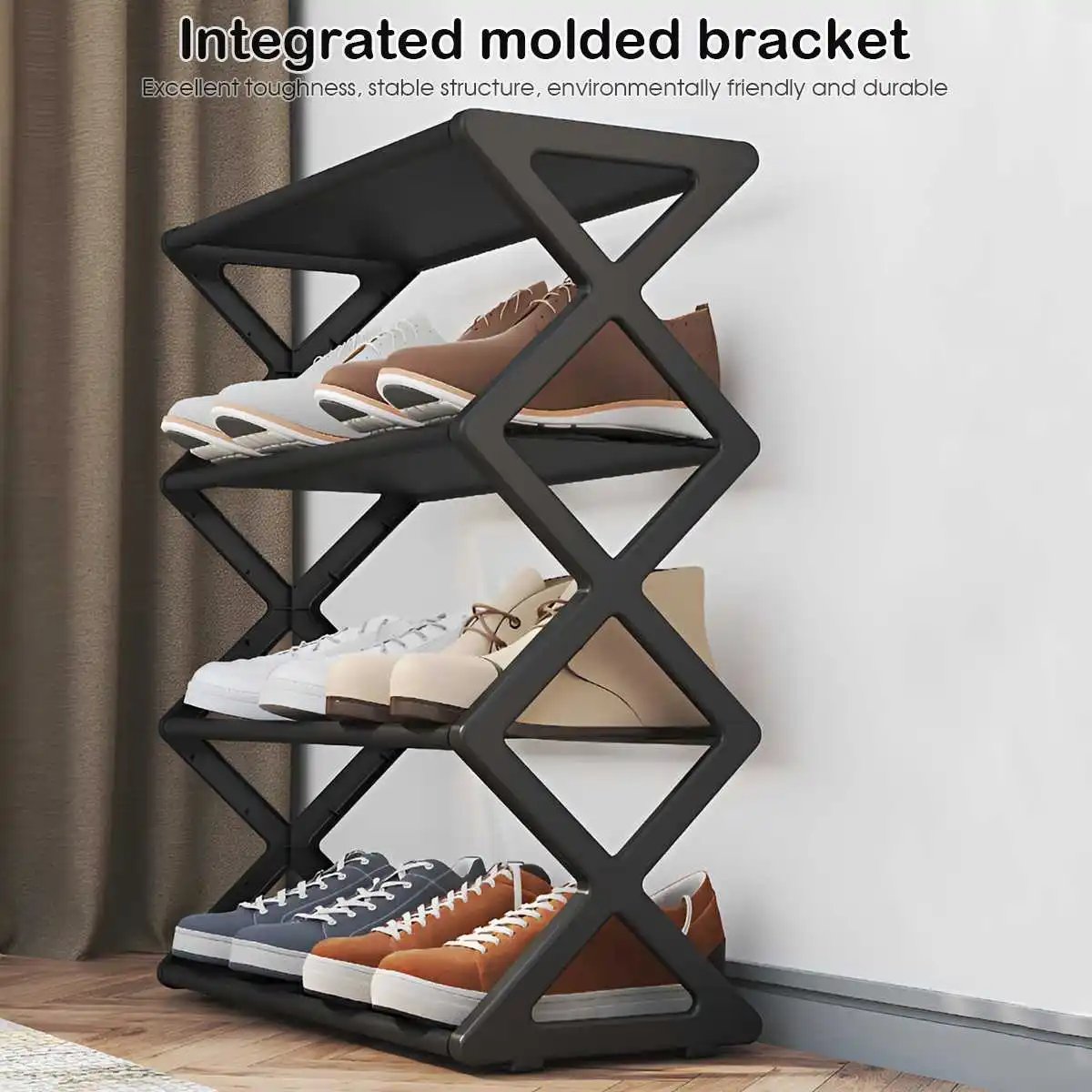 Hot 4-Tier X-Type Shoe Storage Rack, Dorm Rooms Multifunctional X-shaped Dust-proof Storage Rack for Entryways Hallways Bedrooms