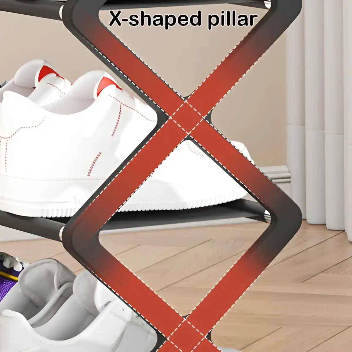 Hot 4-Tier X-Type Shoe Storage Rack, Dorm Rooms Multifunctional X-shaped Dust-proof Storage Rack for Entryways Hallways Bedrooms