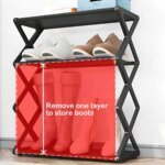 Hot 4-Tier X-Type Shoe Storage Rack, Dorm Rooms Multifunctional X-shaped Dust-proof Storage Rack for Entryways Hallways Bedrooms - Image 5