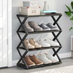 Hot 4-Tier X-Type Shoe Storage Rack, Dorm Rooms Multifunctional X-shaped Dust-proof Storage Rack for Entryways Hallways Bedrooms - Image 3