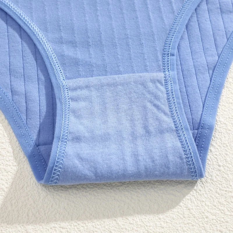 7PCS Women's Seamless Cotton Panties Ladies Low Rise Stripe Underwear Elastic Comfortable Cotton Briefs Breathable Sexy Lingerie