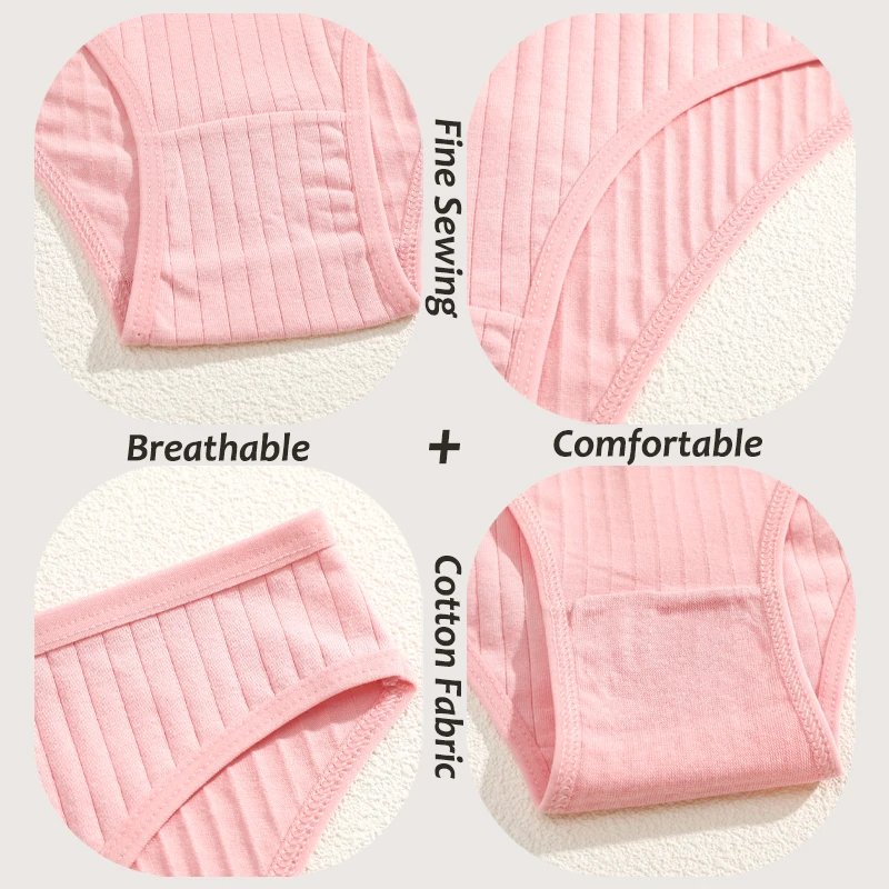 7PCS Women's Seamless Cotton Panties Ladies Low Rise Stripe Underwear Elastic Comfortable Cotton Briefs Breathable Sexy Lingerie