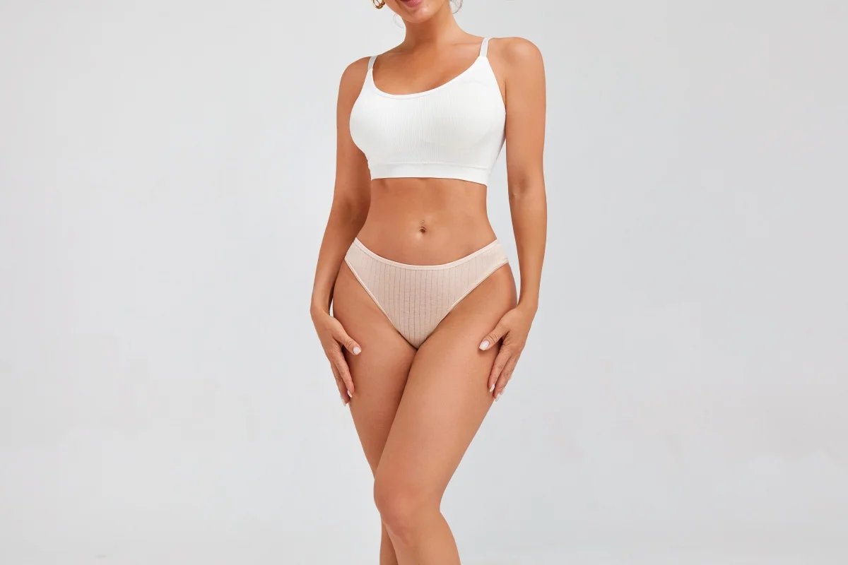 7PCS Women's Seamless Cotton Panties Ladies Low Rise Stripe Underwear Elastic Comfortable Cotton Briefs Breathable Sexy Lingerie