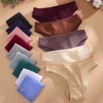7PCS Women's Seamless Cotton Panties Ladies Low Rise Stripe Underwear Elastic Comfortable Cotton Briefs Breathable Sexy Lingerie - Image 4
