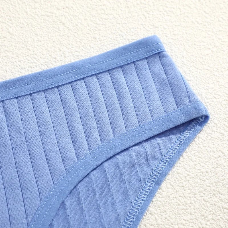 7PCS Women's Seamless Cotton Panties Ladies Low Rise Stripe Underwear Elastic Comfortable Cotton Briefs Breathable Sexy Lingerie